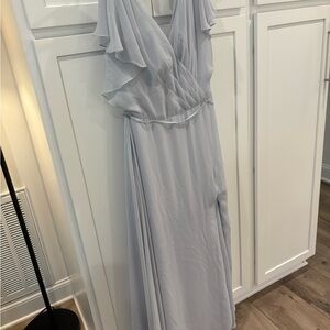 Mori Lee Light Gray Bridesmaid Maxi Dress
